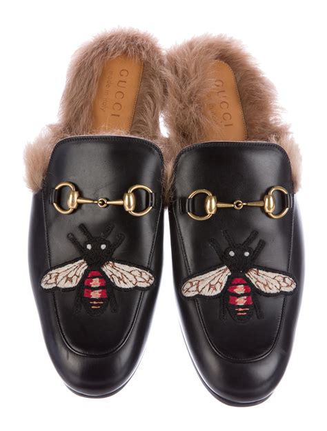 gucci princetown with fur|Gucci princetown leather slippers women.